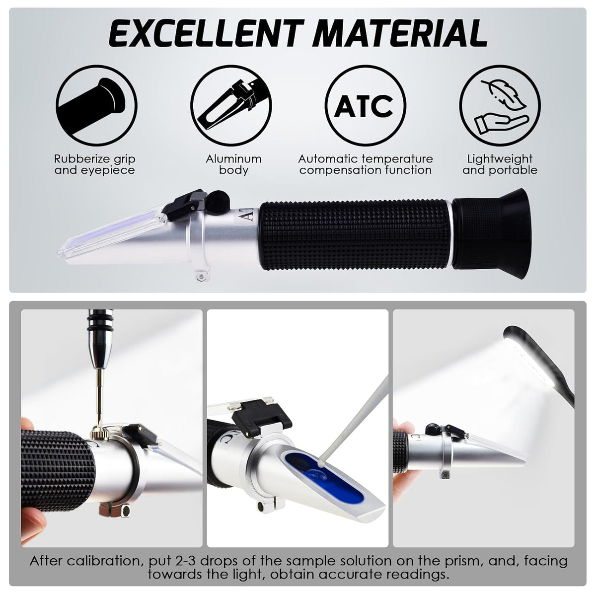 Salinity Refractometer with ATC, Dual Scale Sea Water Refractometer, 0-10% Salinity Range (1.0 to 1.070 Density /