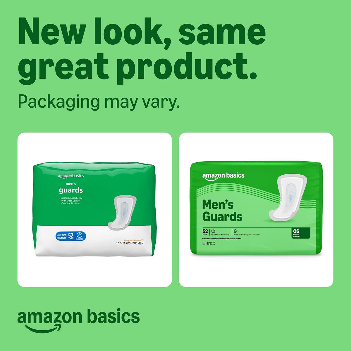 Men's Incontinence Guards, Maximum Absorbency, 52 Count, (1 Pack of 52), Packaging May Vary