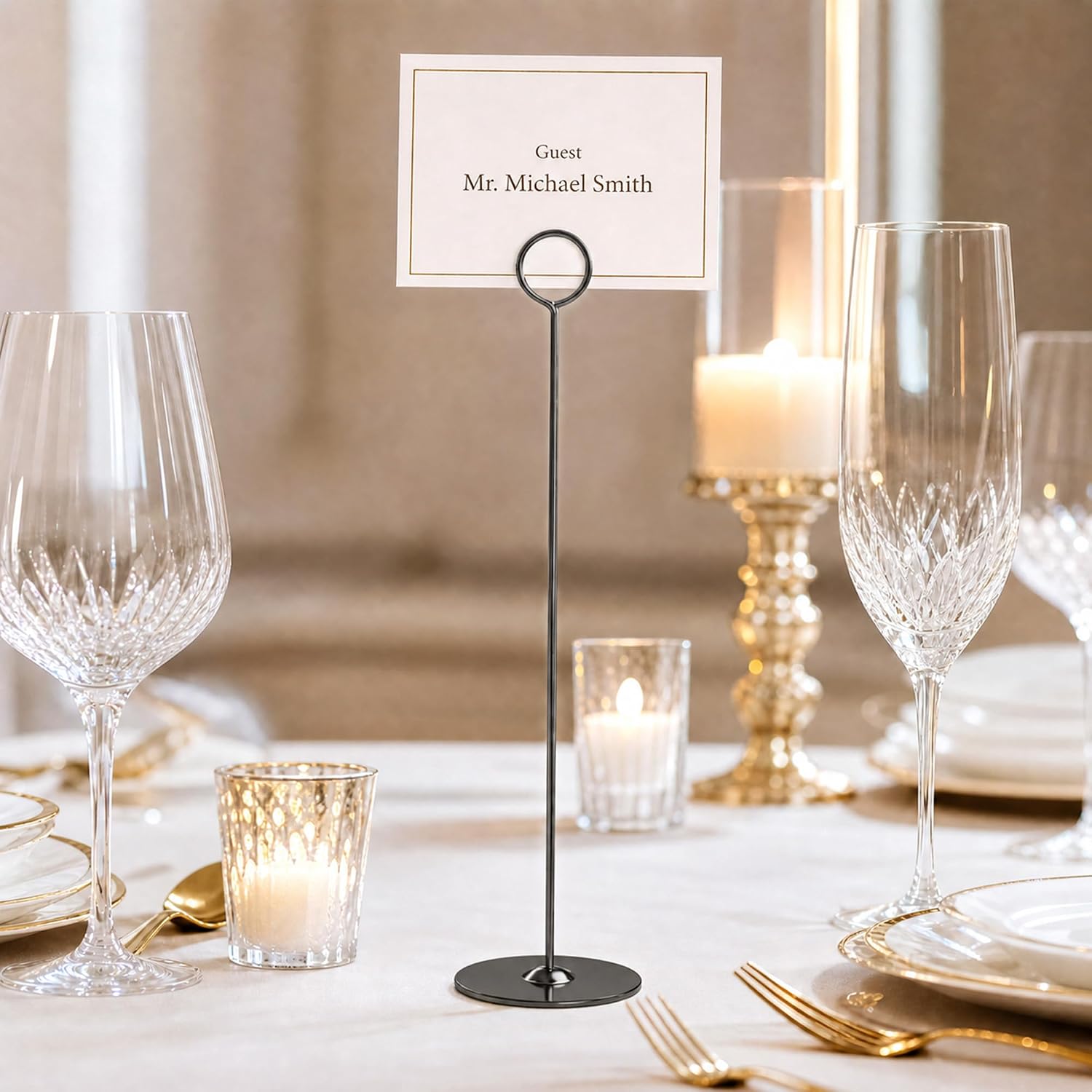 16PK Table Number Holders Place Card Holders 12 Inch Table Card Holders Steel Card Holders for Photos, Food Signs
