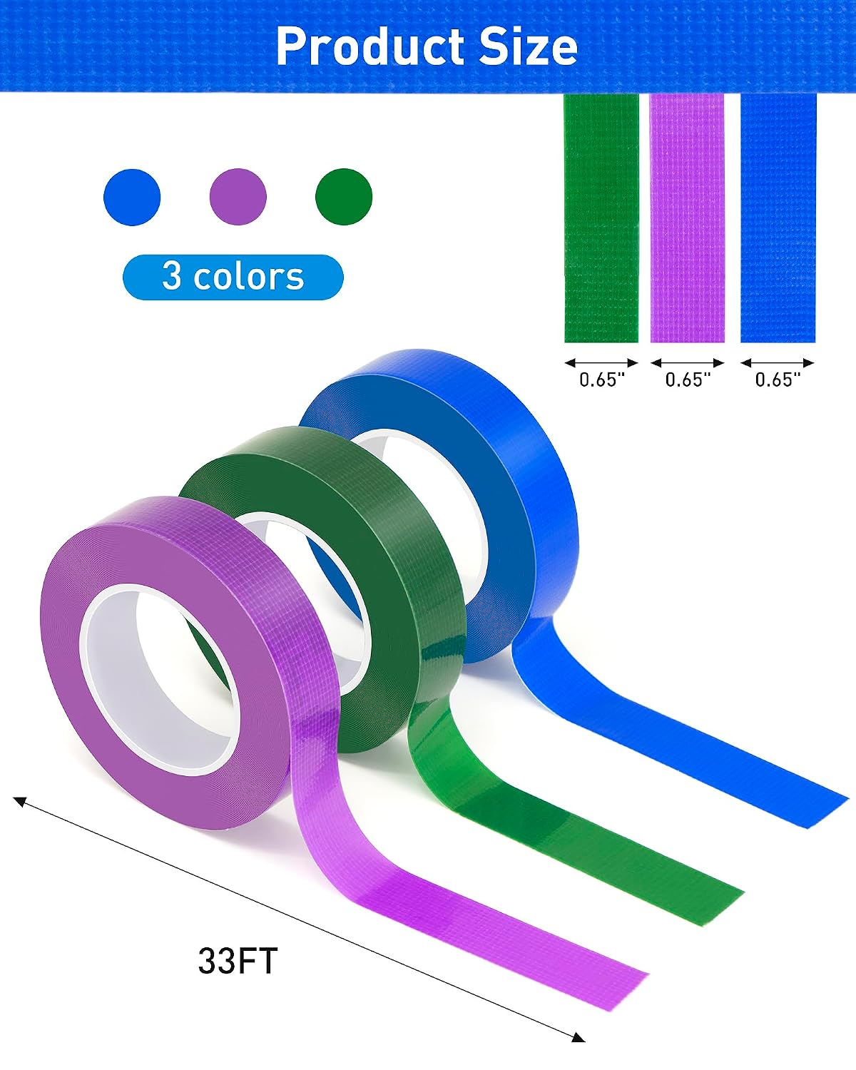 3 Rolls Colored Duct Tape, Multi Use Water Pipe Waterproof
