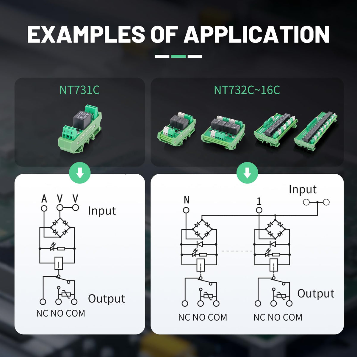 GEYA Relay Module 4 Channel 1 SPDT DIN Rail Mount 12V DC/AC Interface Relay Module(FY-T734-12VACDC)