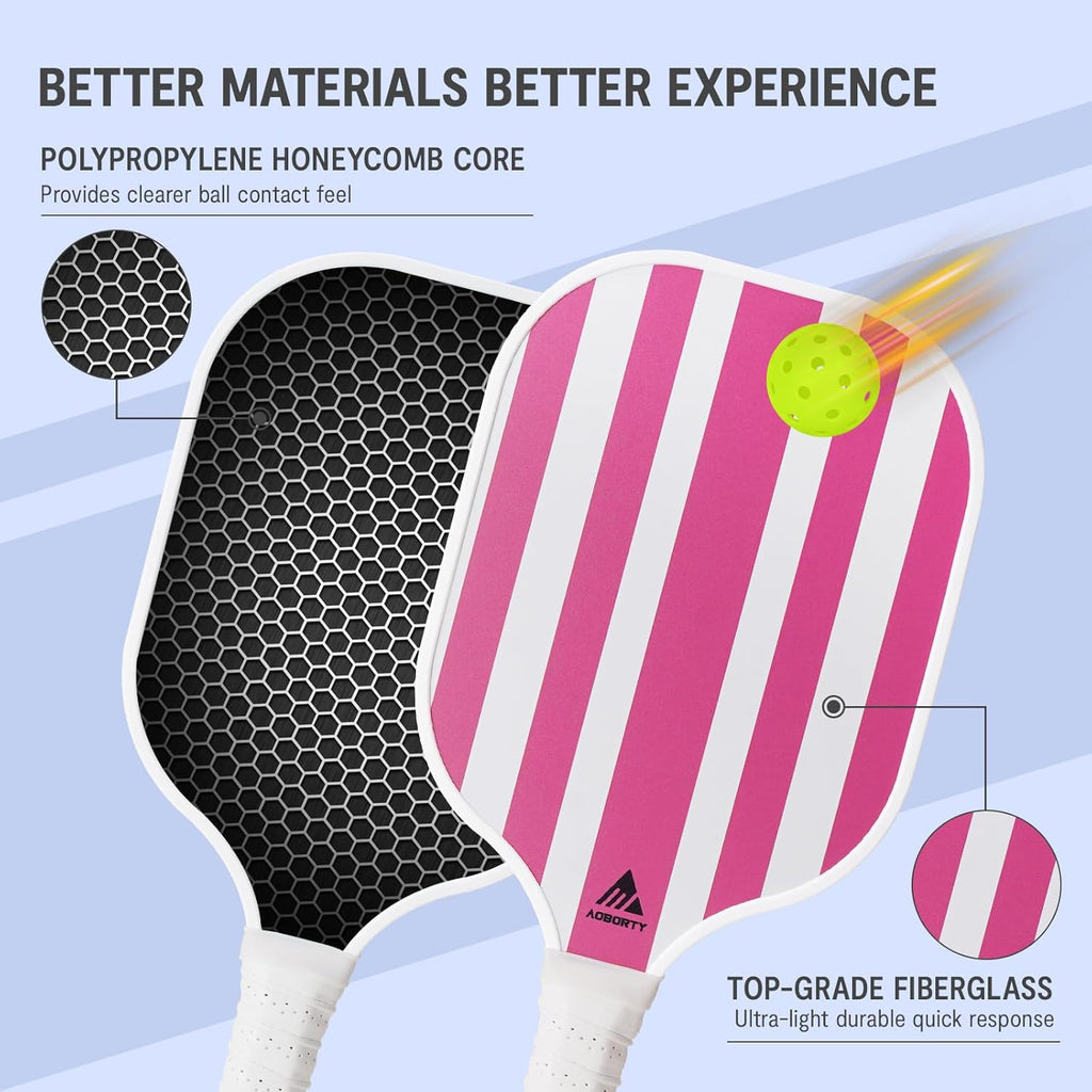 Pickleball Paddles 4 Pack - USAPA Light Graphite Premium Rackets Fiber Face & Polymer Honeycomb Core Pickleball Set