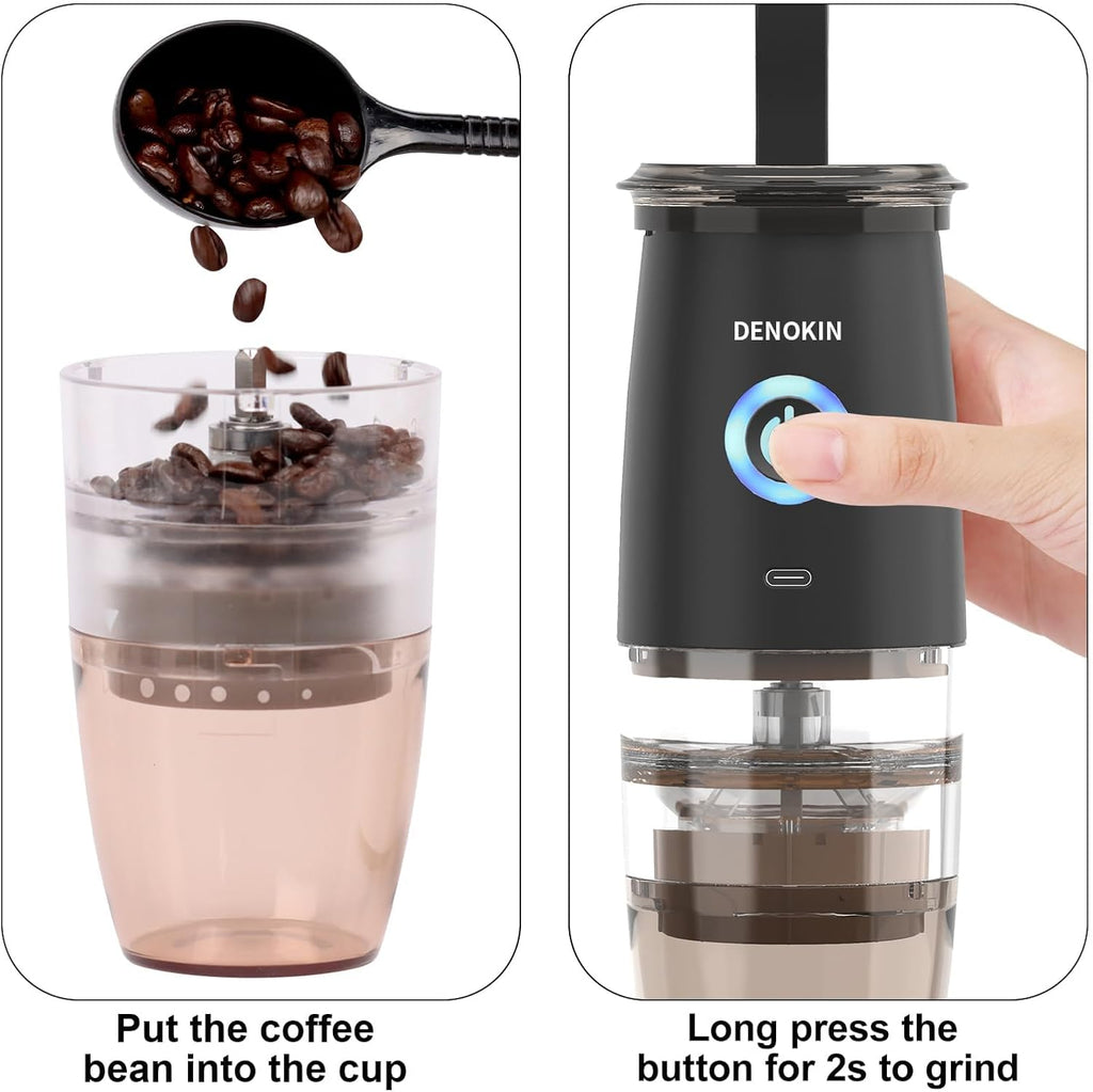 Portable Burr Coffee Grinder, Electric/Manual 2-in-1 Cafe Bean Grind Mill, USB Rechargable Mini Electric Coffee