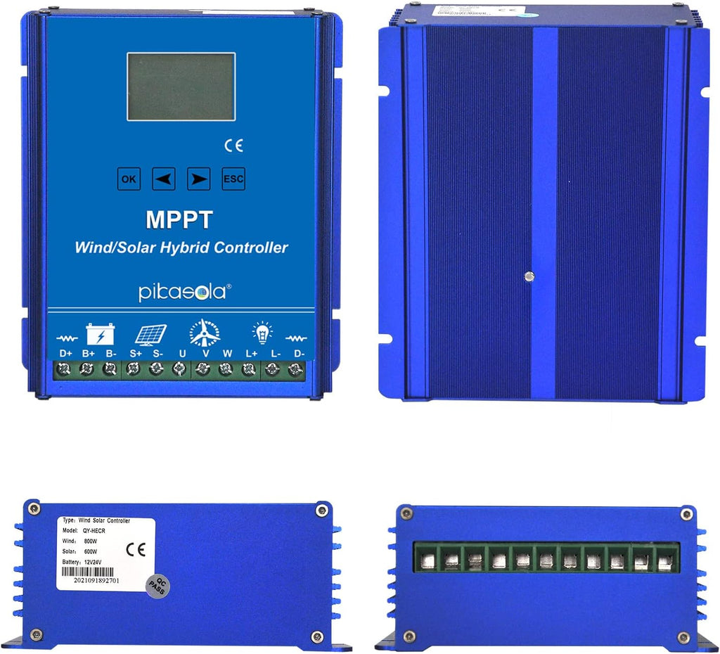 1400W Off Grid with Unloader Hybrid Wind Solar Controller Auto 12/24V Battery MPPT Charge Boost Float of max 800w