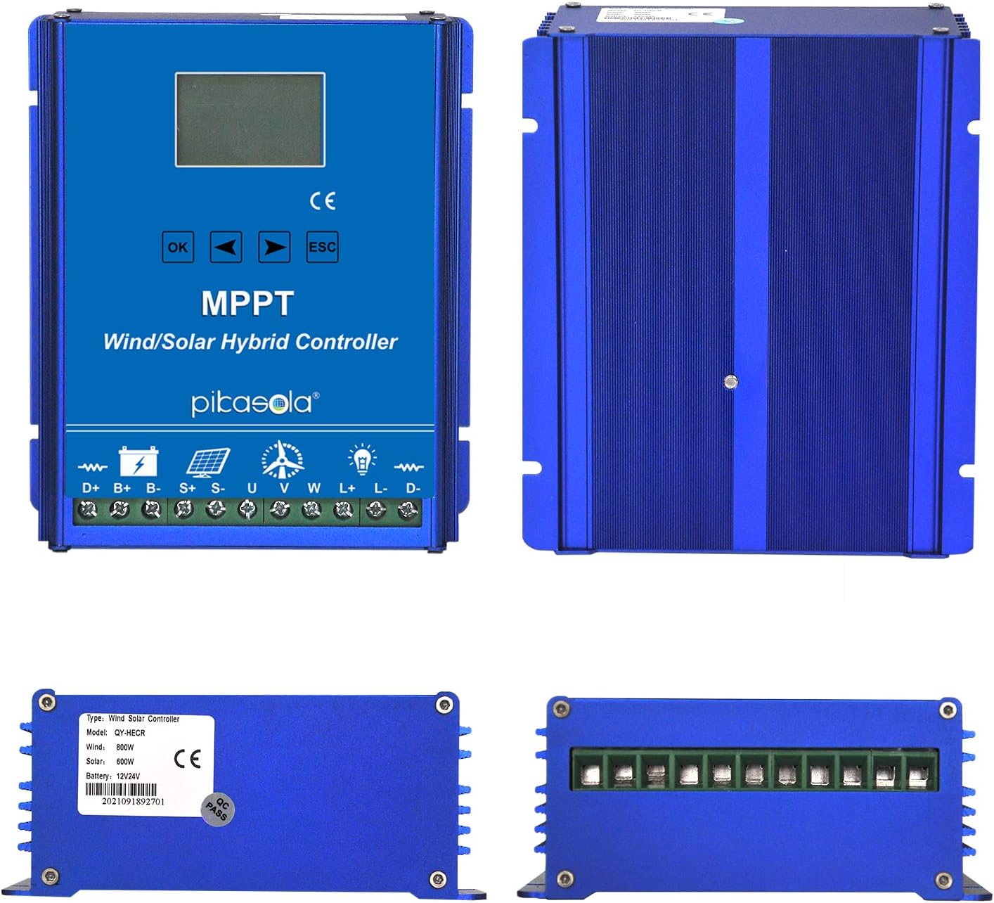 1400W Off Grid with Unloader Hybrid Wind Solar Controller Auto 12/24V Battery MPPT Charge Boost Float of max 800w