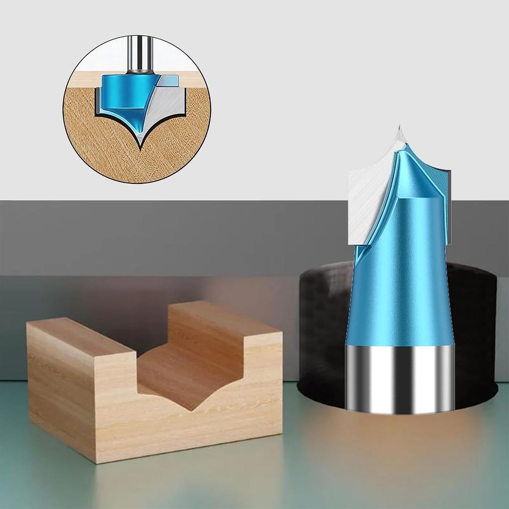 Industrial Groove Point Cutting Roundover Router Bit, 1/4" Shank,Cutting Dia. 1/4", Carbide Roundover Plunge Cutter