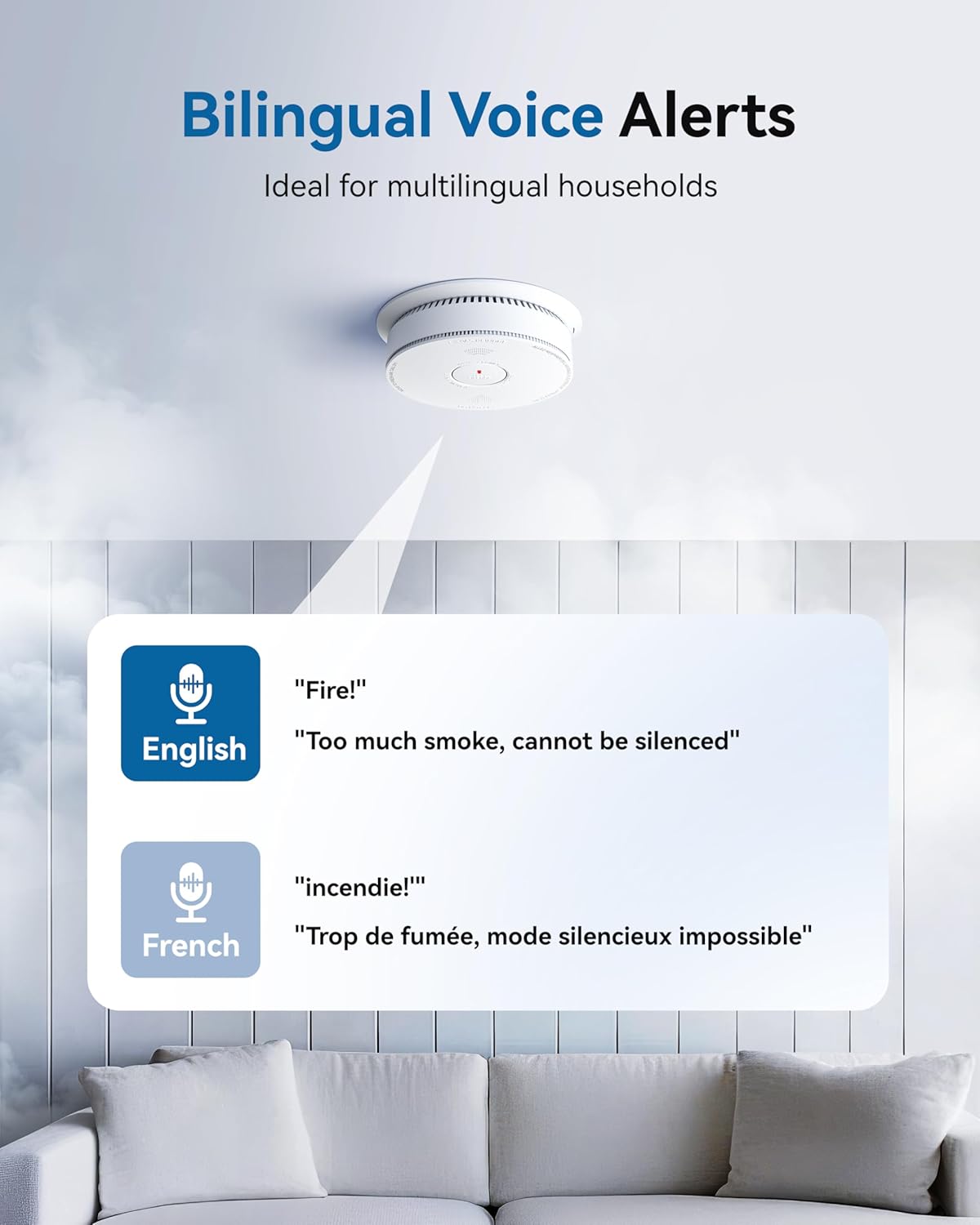 Smoke Detector 10 Year Battery Operated, Smoke Alarm with Photoelectric and Rlectrochemical Sensors, Fire Alarm with