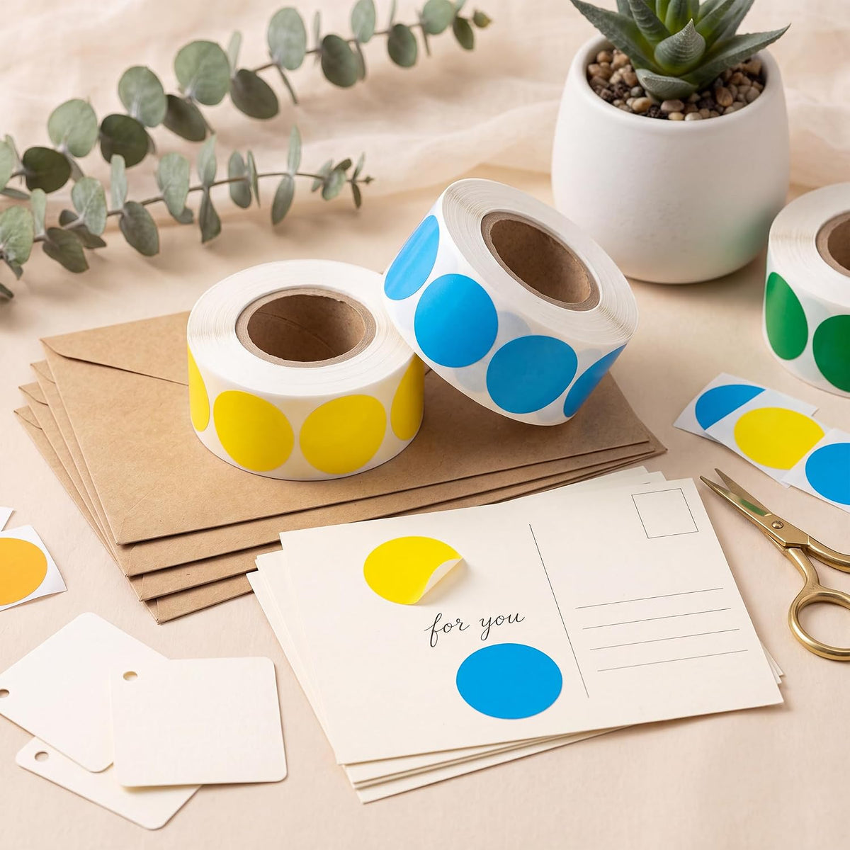 Colored Dot Stickers,4000 PCS(8 Rolls, 3/4")