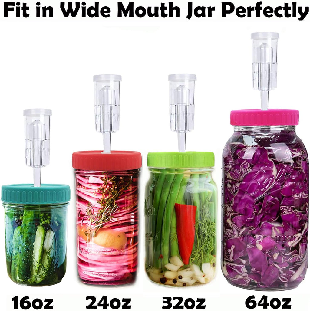 Fermentation Lids, Fermentation Kit for Wide Mouth Jars, 6 Set Plastic Fermenting Lids with 6 Airlocks, 6 Silicone