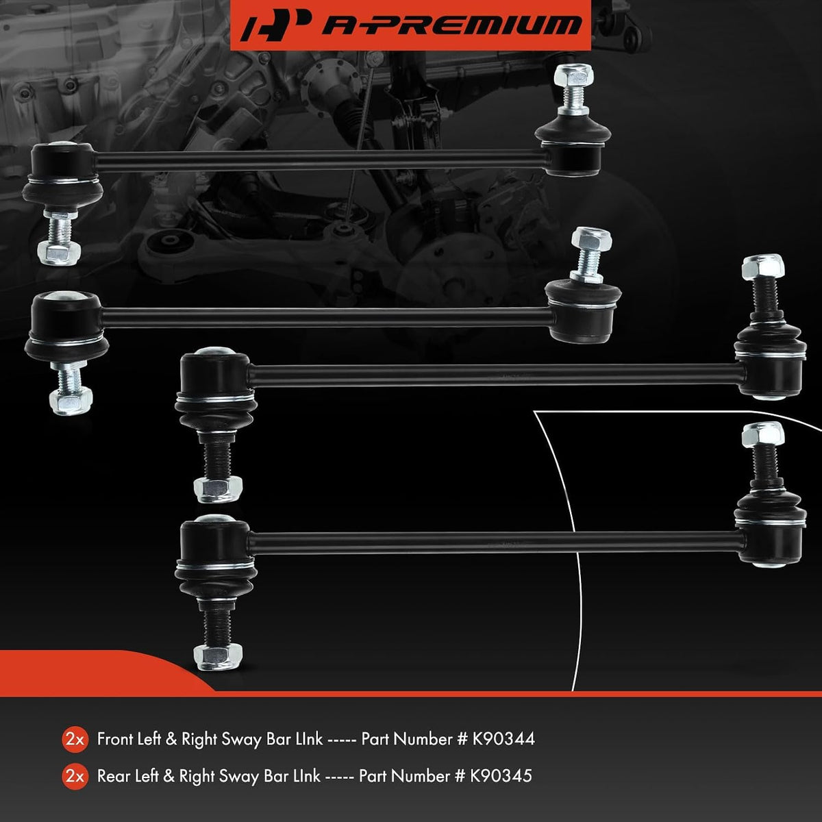 A-Premium Front & Rear Sway Bar Link Stabilizer Bar End Link Kit