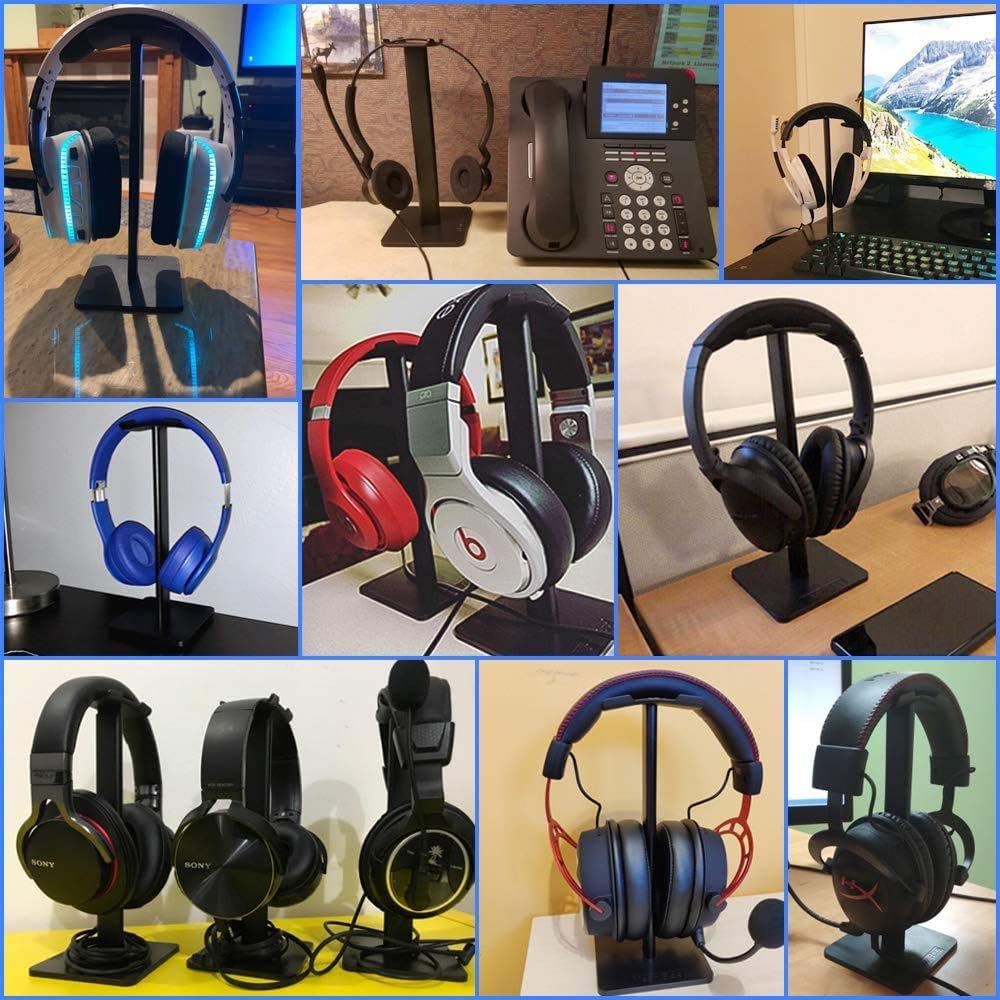 Headphone Stand Headset Holder Earphone Stand | Aluminum Supporting Bar Flexible Headrest ABS Solid Base for All