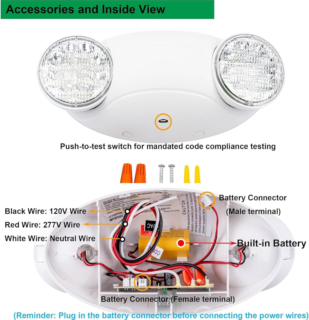 LIT-PaTH LED Emergency Light for Business, Battery Backup, 1 Pack