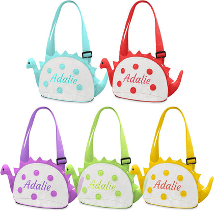 Beach Shell Bags Kids Mesh Personalized 3 Pack Dinosaur Shaped Shell Collecting Bag Kids Beach Toys Organizer with
