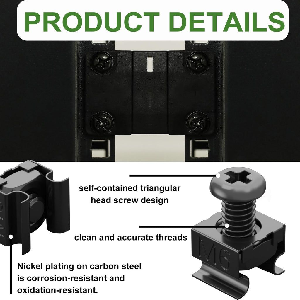 120Pcs M6 x 16mm Rack Mount Cage Nuts, Screws, Washers and Self-Locking Cable Ties, Server Rack Screws and Square Nuts for Rack Mount Server Cabinet, Shelves, Enclosures, Routers