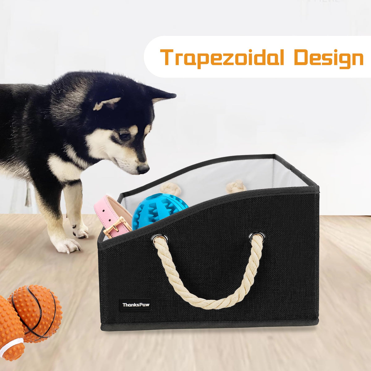 Dog Toy Basket, Storage Bin, Collapsible Box for Pet Accessories