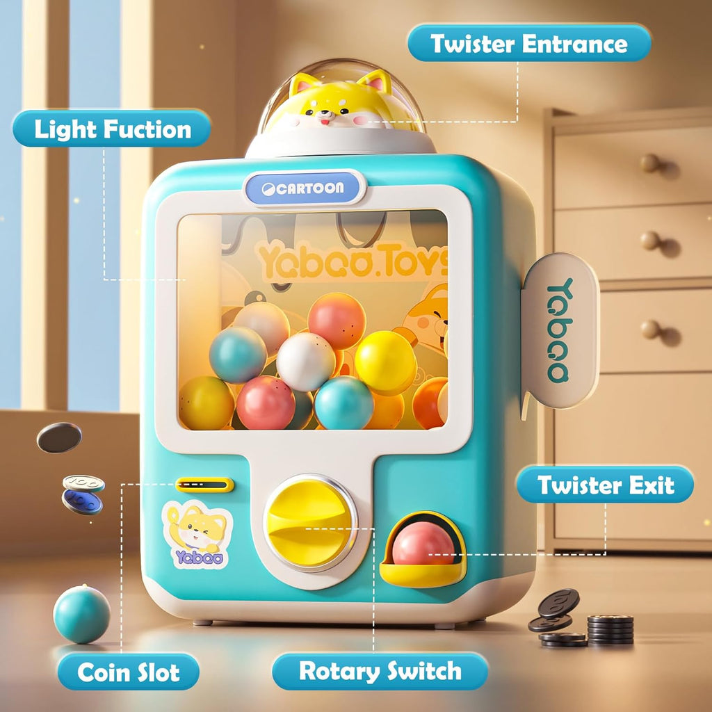 Gumball Machine for Kids with 10 Empty Eggs Capsule Vending Machine Erasers Operated Gumball Prize Machine Maker Game