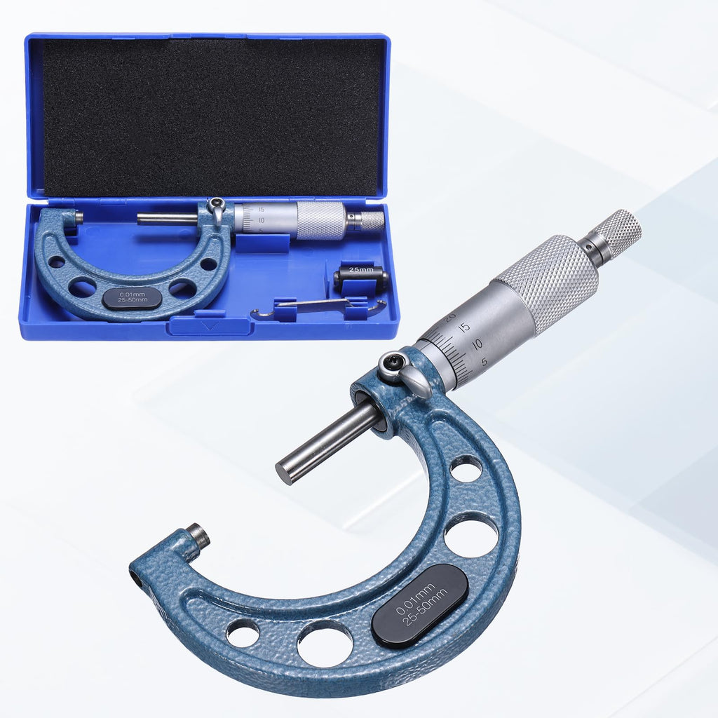 HARFINGTON Metric Outside Micrometer 25-50mm Range +/-0.01mm Accuracy,Blue