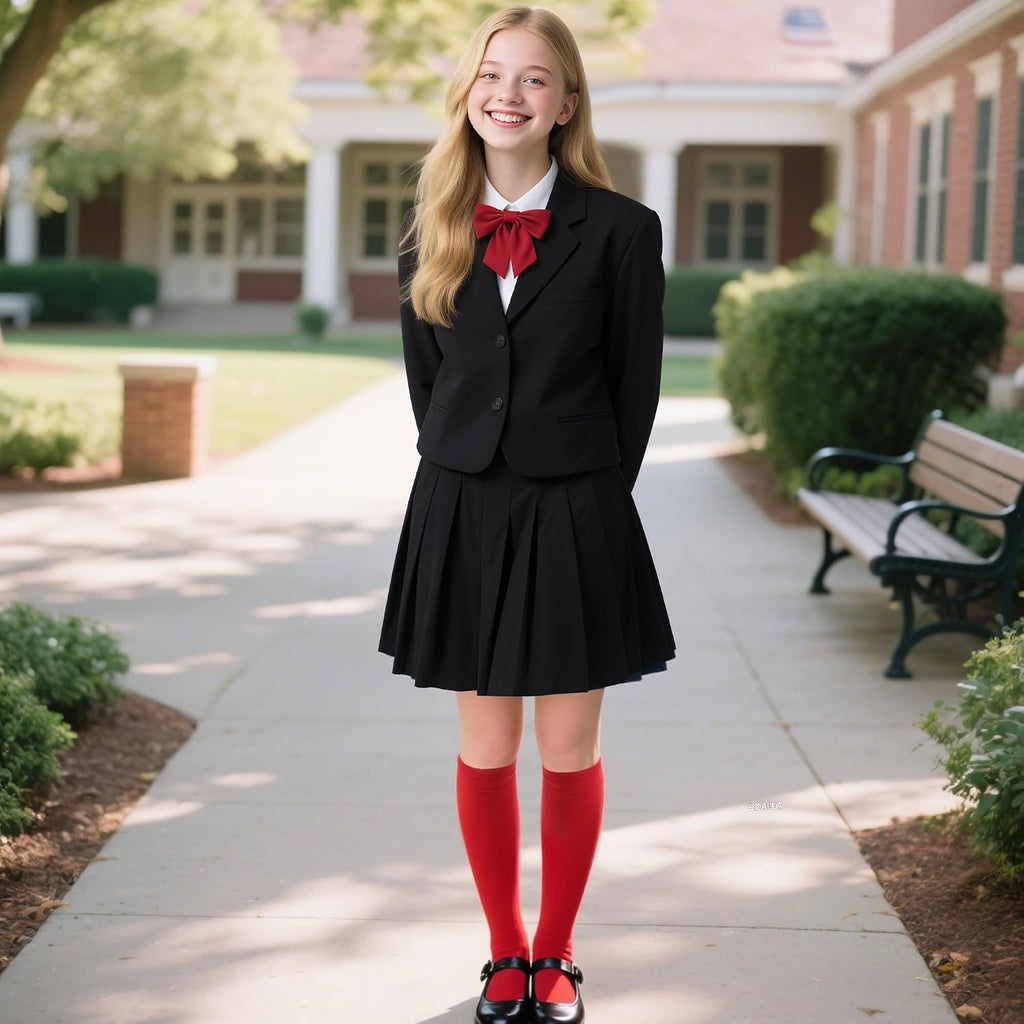 3 Pairs Girls Knee High Socks Soft Cotton School Uniform Dress Socks | Long Over The Knee Socks, Ribbed Elastic Cuff
