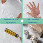 Stretch Film Roll,15IN Wide 196.8FT Long-60 Gauge Shrink Wrap Film,Self-Adhering Plastic Wrap Roll for Pallet Wrap
