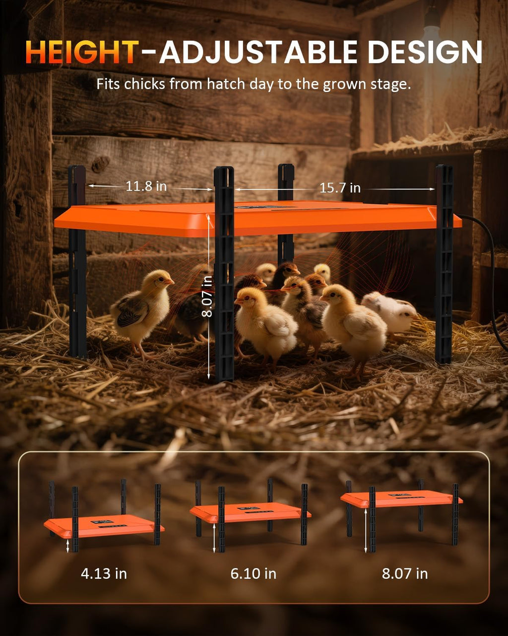 Brooder Plate for Chicks, 12" x 16" Heat Plate for Chicks for 20 Chick, 75 Watts Chicken Coop Heater with Adjustable