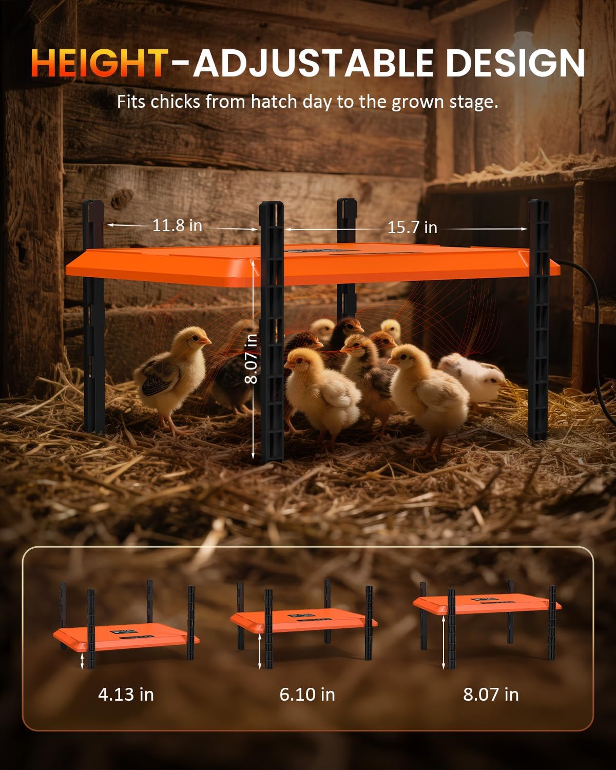 Brooder Plate for Chicks, 12" x 16" Heat Plate for Chicks for 20 Chick, 75 Watts Chicken Coop Heater with Adjustable