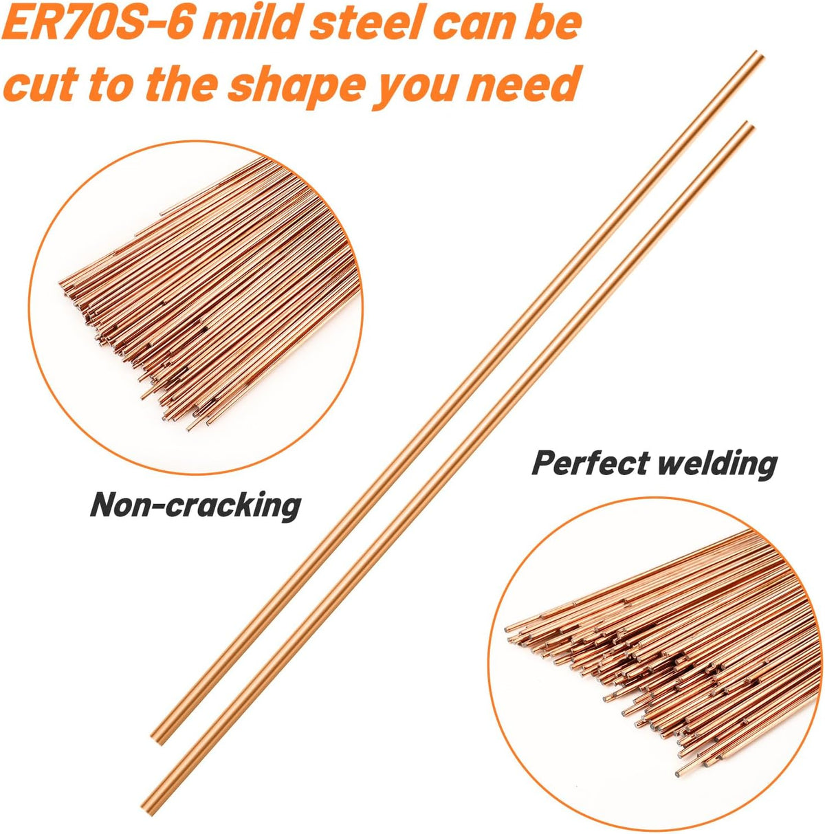 TIG Welding Rod ER70S-6, 2LB Mild Steel TIG Welding Rods, Carbon Steel TIG Welding Filler Rod, Low Splatter Corrosion