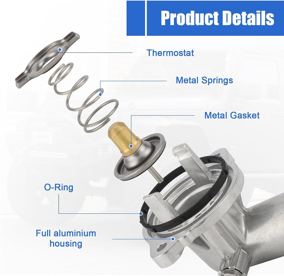 Upgrade Aluminium Thermostat Housing Assembly Compatible with Jeep Grand Cherokee 2011-2015 Wrangler 2012-2017 Wrangler JK 2018, Dodge Durango 2011-2015 Replaces 05184651AF 902-852 5184651AG 5184651AF