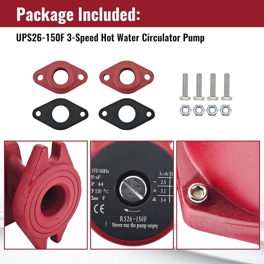 Cast Iron Hot Water Circulator Pump Compatible with Grundfos UPS26-150F