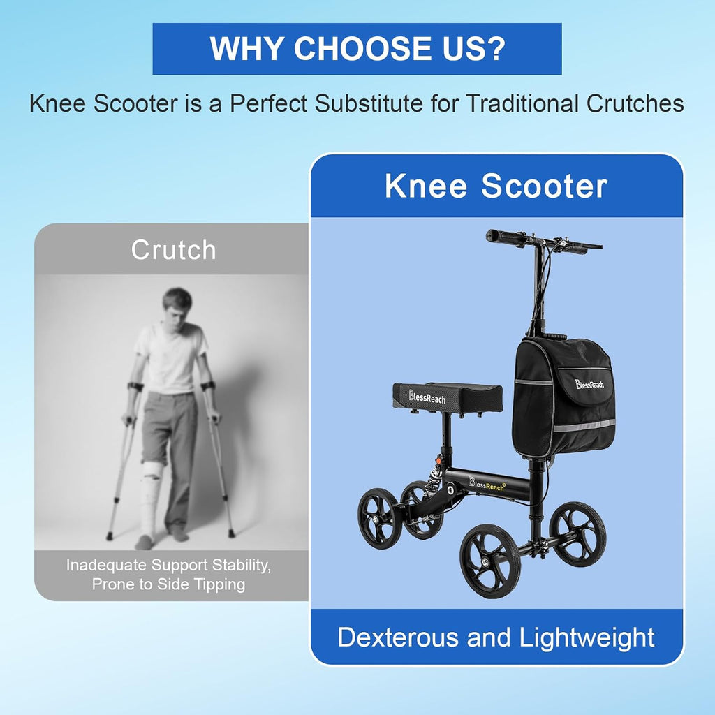 Knee Scooter for Adults for Foot Injuries, 8'' Rubber Wheels