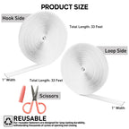 33Ft x 1 Inch Hook and Loop Tape with Adhesive Backing, Heavy Duty Double Sided Adhesive Strips, Strong Sticky Strips