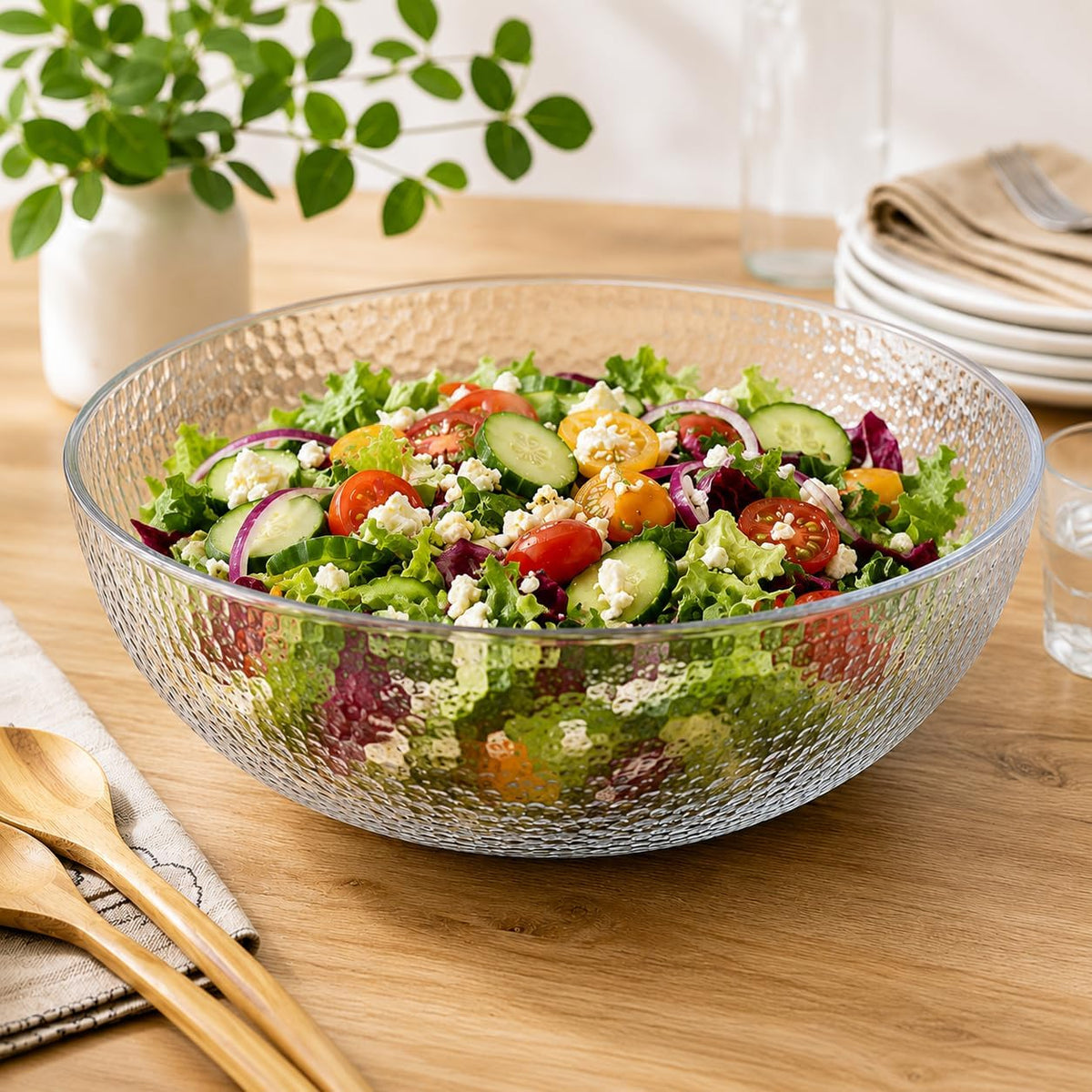 Lillian Collection Hammered Plastic Serving Bowl - 15", Clear, 1 Pc