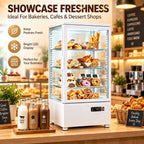 2.0 Cu.Ft. Countertop Bakery Display Refrigerator with LED Lighting, Rear Sliding Door, Air-Cooling, and Automatic