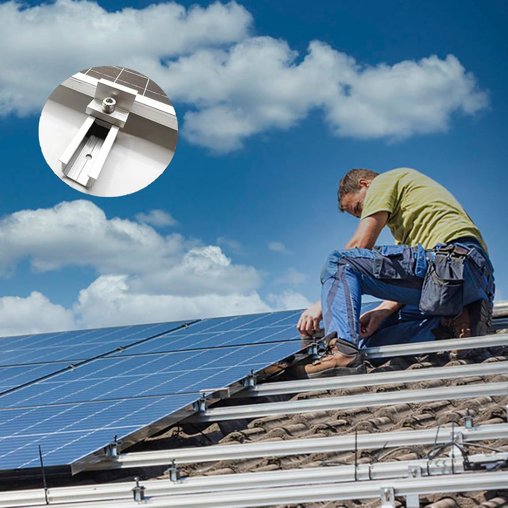 Solar Panel Mounting Brackets for Roof, Aluminum Solar Rails | Solar Panel Mounting Kit For 4 Panels, Included 10 X