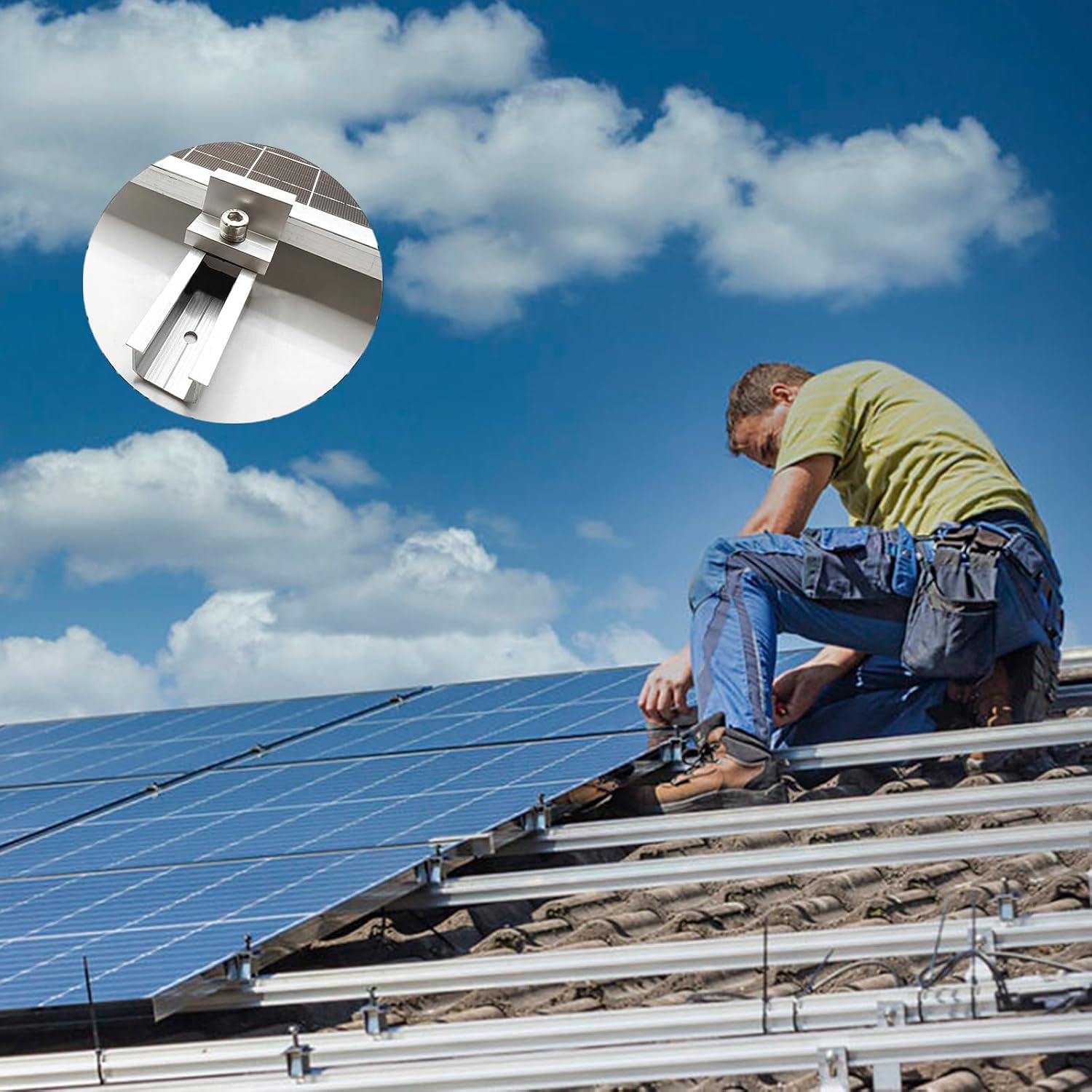 Solar Panel Mounting Brackets for Roof, Aluminum Solar Rails | Solar Panel Mounting Kit For 4 Panels, Included 10 X