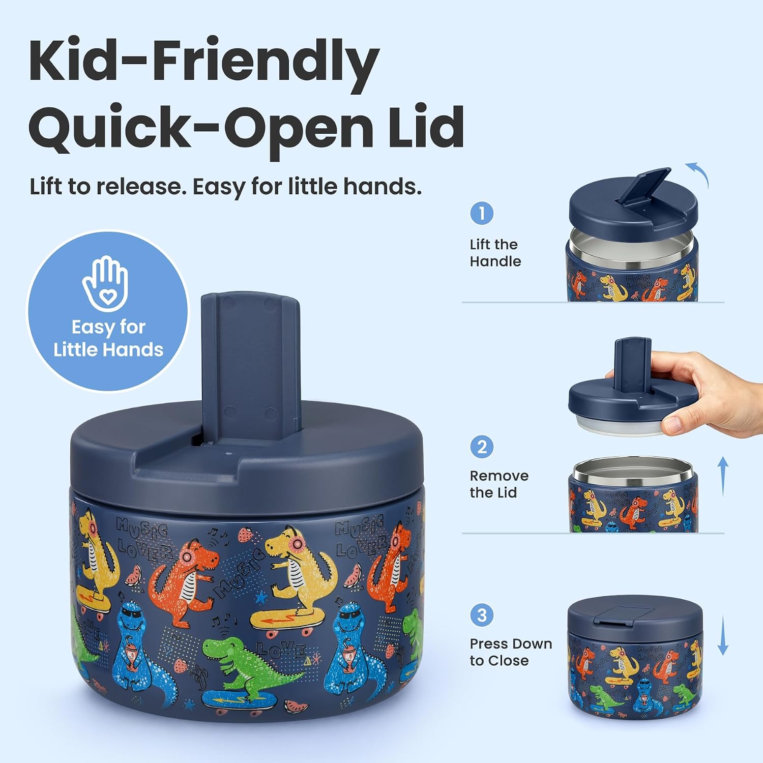 12oz Insulated Vacuum Food Jar with Buckle Lid Wide Mouth Soup Thermo for Hot Food Kids Leakproof Stainless Steel