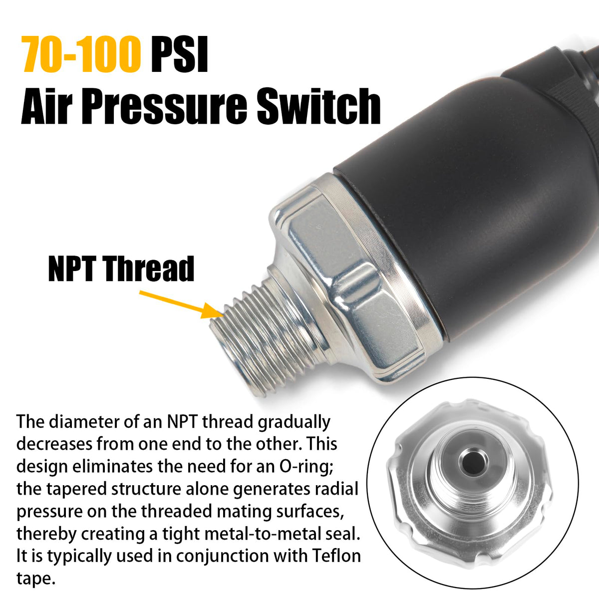 CNWZYMX 70-100 PSI Air Pressure Switch, 1/4 NPT Controller