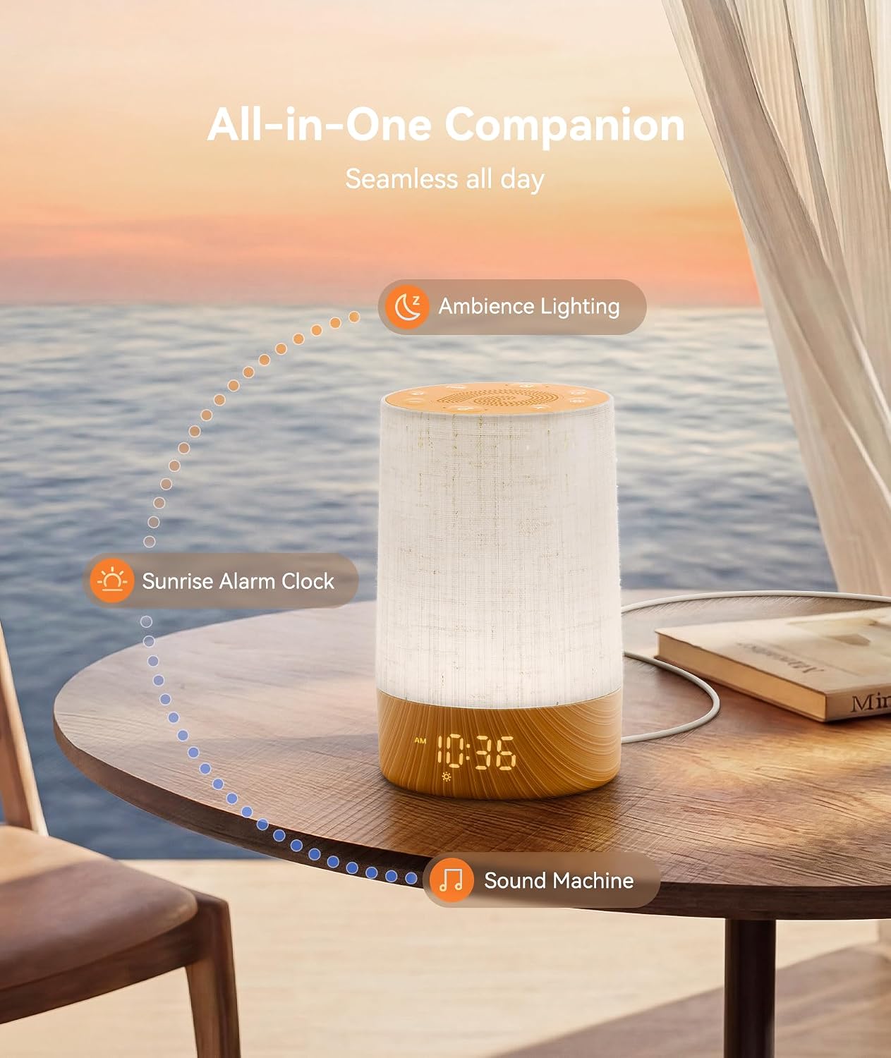 Sunrise Alarm Clock, Sound Machine with Alarm Clock &Wake Up Light | Dimmable Night Light, 29 Soothing Sounds, Sound