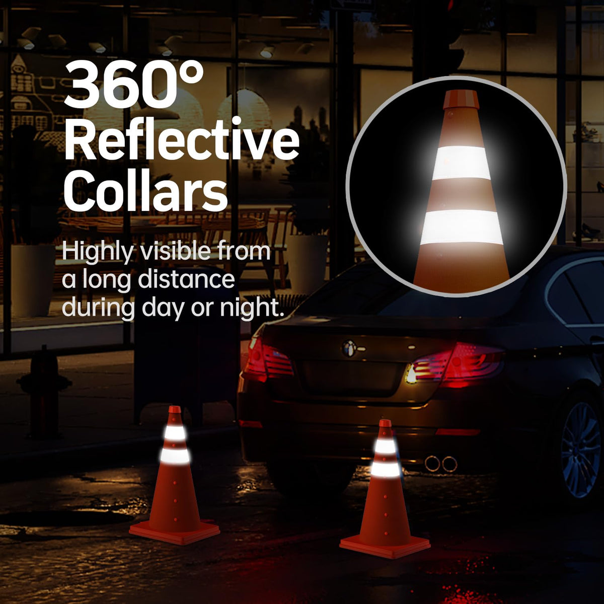4 Pack 18 Inch Collapsible Traffic Cones, Orange Safety Cones