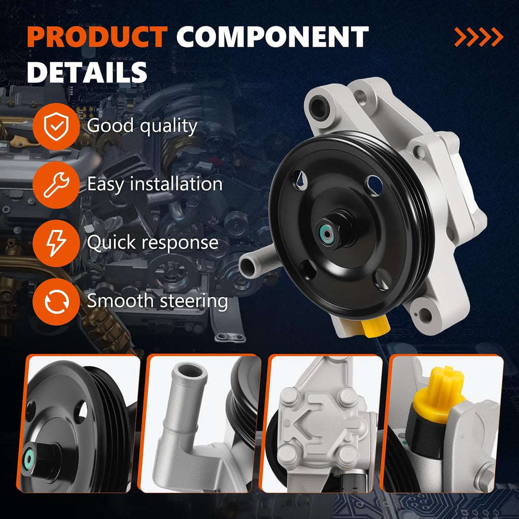 21-5260 Power Steering Pump with Pulley Fits for 2001-2005 Elantra, 2003-2008 Tiburon 2.0L, OE-Quality Power Assist Pump, Replace OE 571002D100 571002D151