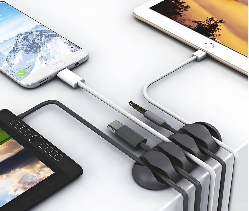 16-Pack Black Cord Organizer - Adhesive Cable Clips Holder for Desk, Wall, Car - Wire Management Clips for iPhone