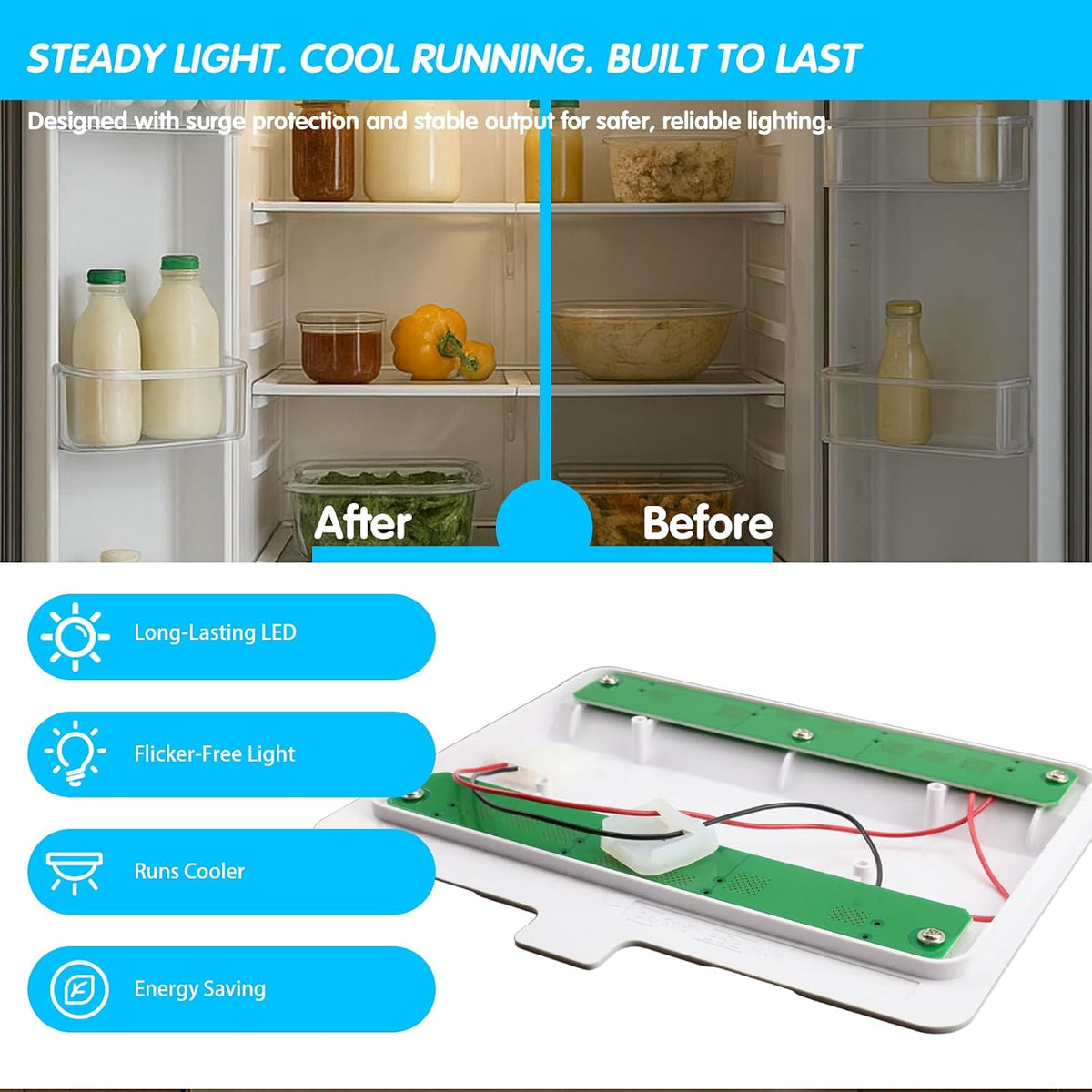 WRF555SDFZ05 WRF555SDHV02 WRF555SDFZ07 Refrigerator LED Light Replacement