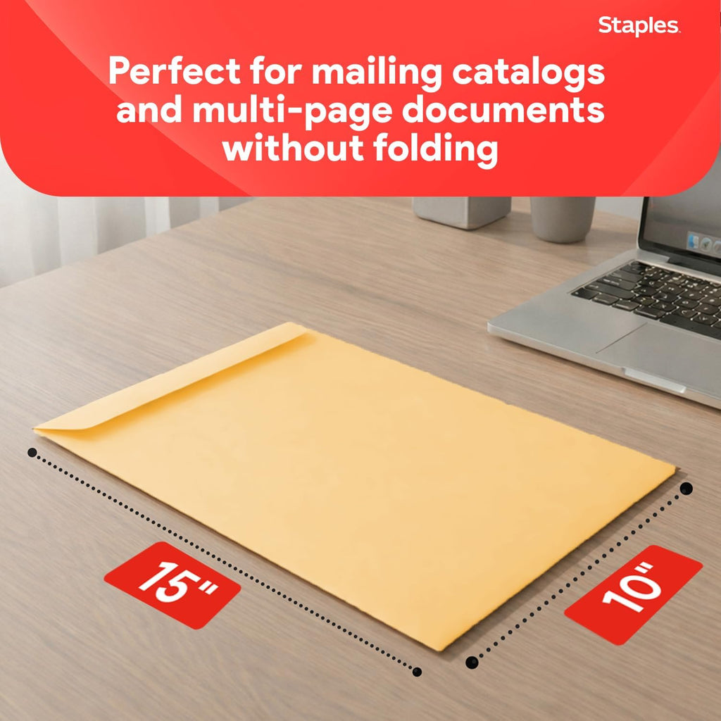 10x15 Kraft Clasp Catalog Envelopes, Brown, 100/Pack