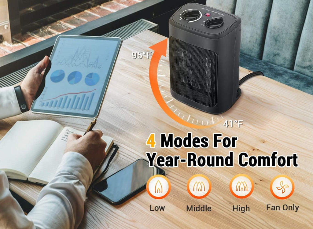 Space Heater, 1500W Electric Heaters Indoor Portable with Thermostat | PTC Fast Heating Ceramic Room Small Heater