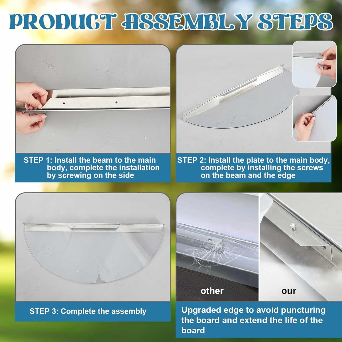 39" W x 16" L Sloped Heavy Duty Egress Window Well Covers with Rust-Free Aluminum Bracing UV Resistant Clear