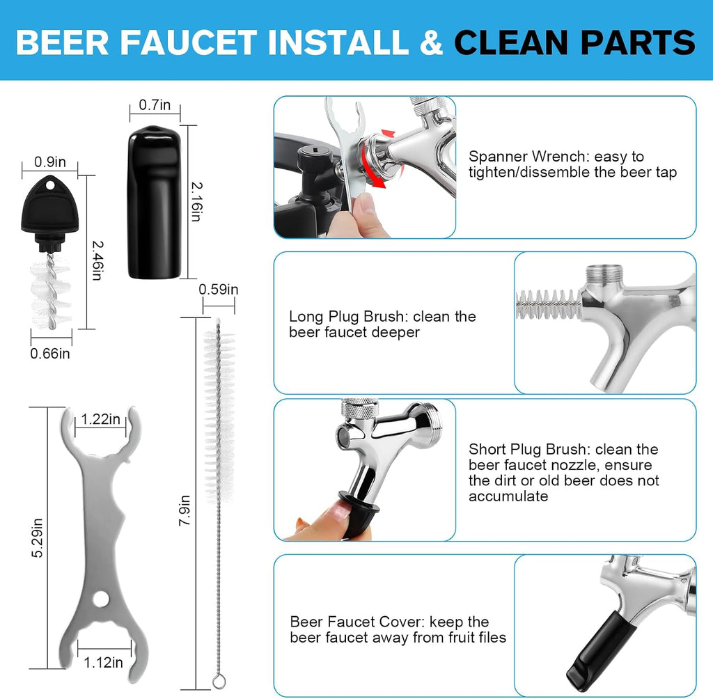 Ball Lock Keg Tap and 0-60PSI Mini Co2 Regulator Set | Stainless Steel Self-Closing Ball Lock Beer Faucet, Mini Beer