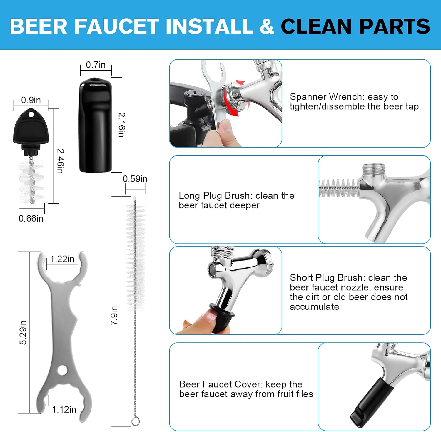 Ball Lock Keg Tap and 0-60PSI Mini Co2 Regulator Set | Stainless Steel Self-Closing Ball Lock Beer Faucet, Mini Beer