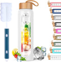 Glass Water Bottles 25 Oz with Silicone Sleeve - BPA Free Reusable Wide Mouth Glass Motivational Water Bottles with