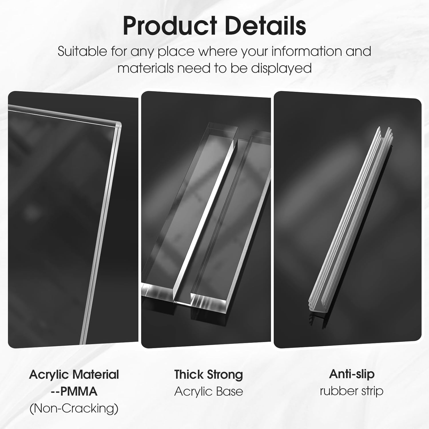 Acrylic Sign Holder 8.5" x 11" Double Sided Menu Holder, 1 Pack | Clear Acrylic, Double Sided Display, Stable