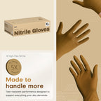 SUP Exam Plus Nitrile Gloves, Powder-Free Disposable, Trail Tan 100Ct (XL)
