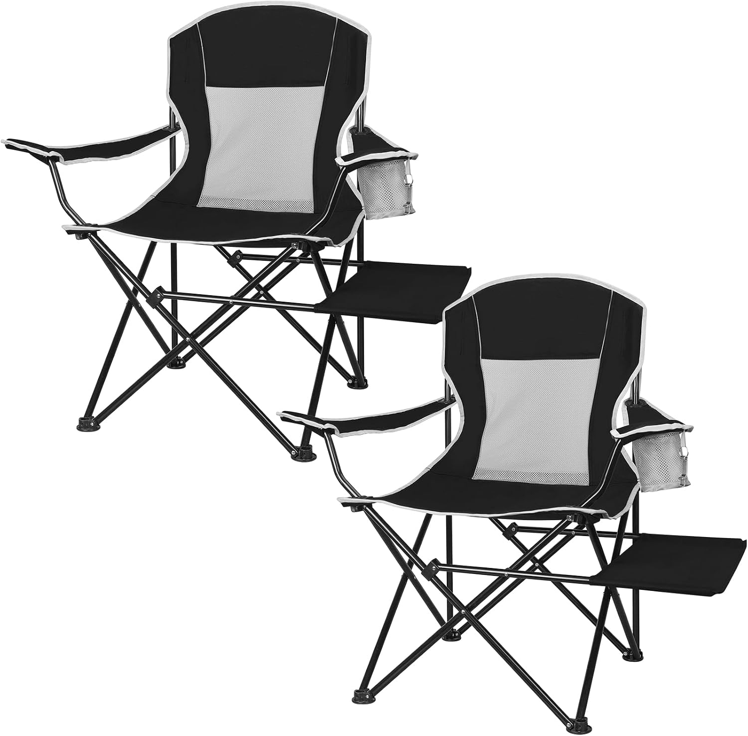 2-Pack Camping Chairs 350LBS Heavy Duty Folding Chair with Side Table | Portable, Sturdy, With Cup Holder